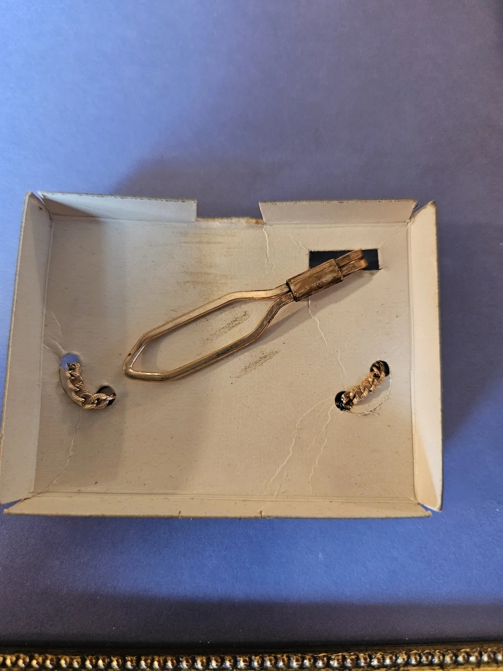 Vintage Nu-Lok Gold Tie Bar with Chain - Men's Accessory NIB